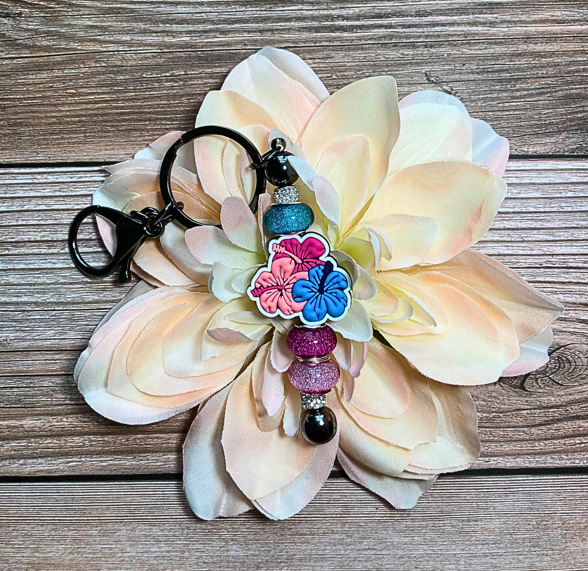 Flower Trio Beadable Keychain