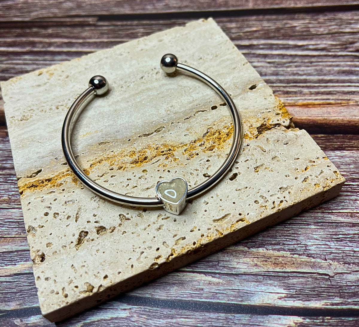 Coastal Heart – Sand Charm Bangle