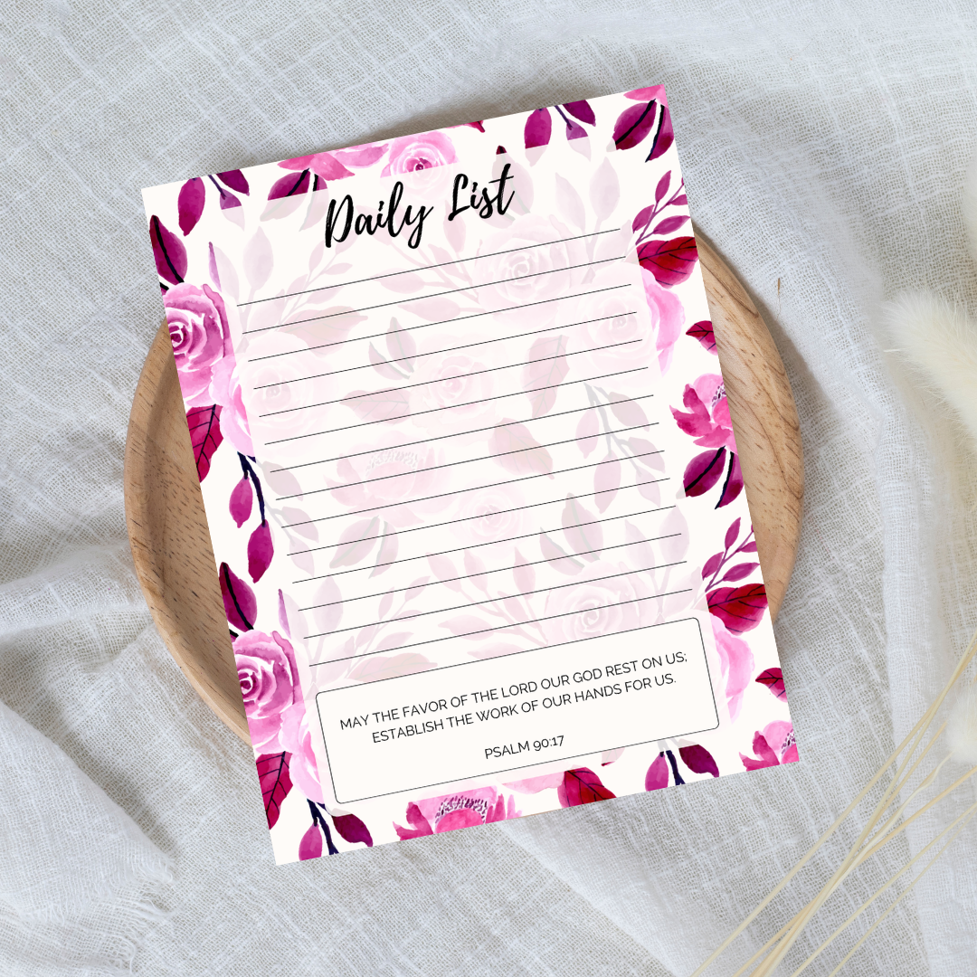 daily list notepad on white background