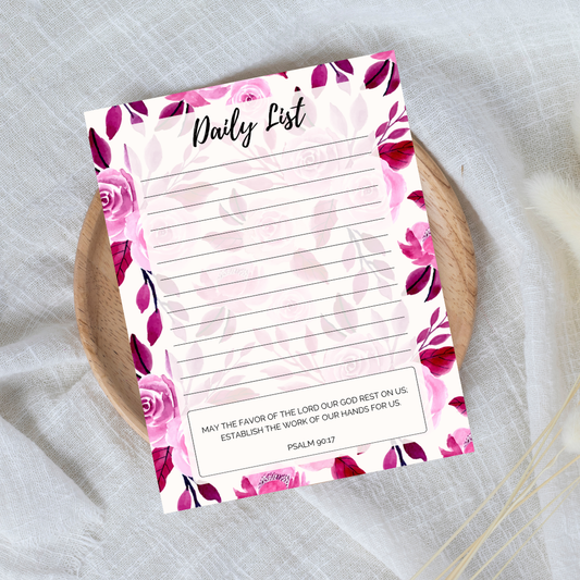 daily list notepad on white background