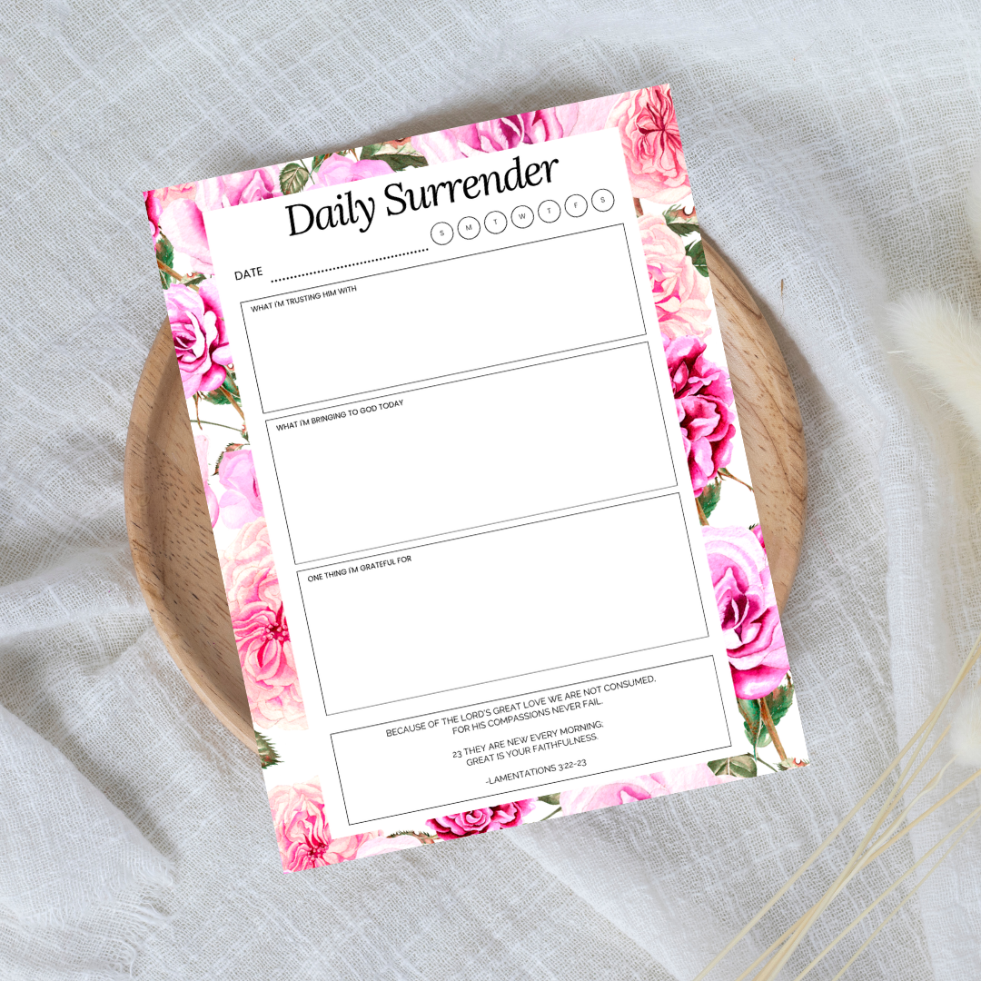 daily surrender notepad on textured background