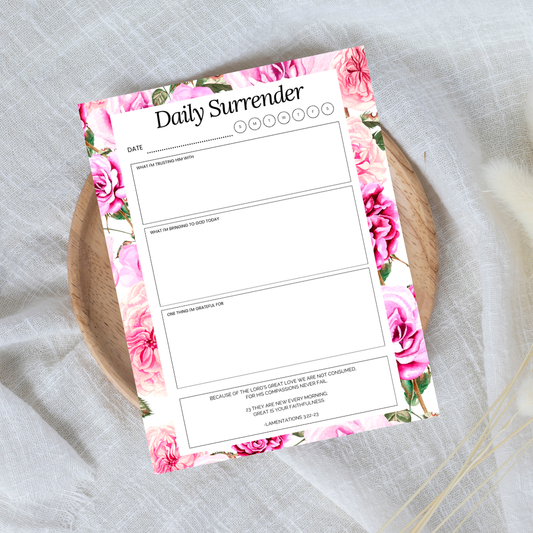 daily surrender notepad on textured background
