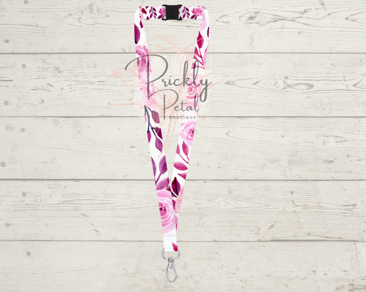 Watercolor Floral Breakaway Lanyard | Prickly Petal Boutique