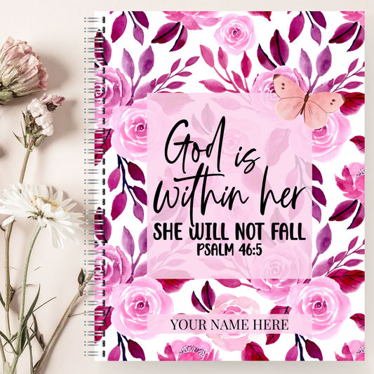 FLORAL SPIRAL NOTEBOOK WITH TAN BACKGROUND