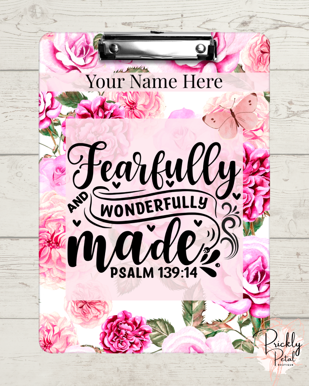 Personalized Fearfully and Wonderfully Made Clipboard | Psalm 139:14 | Custom Name | Prickly Petal Boutique