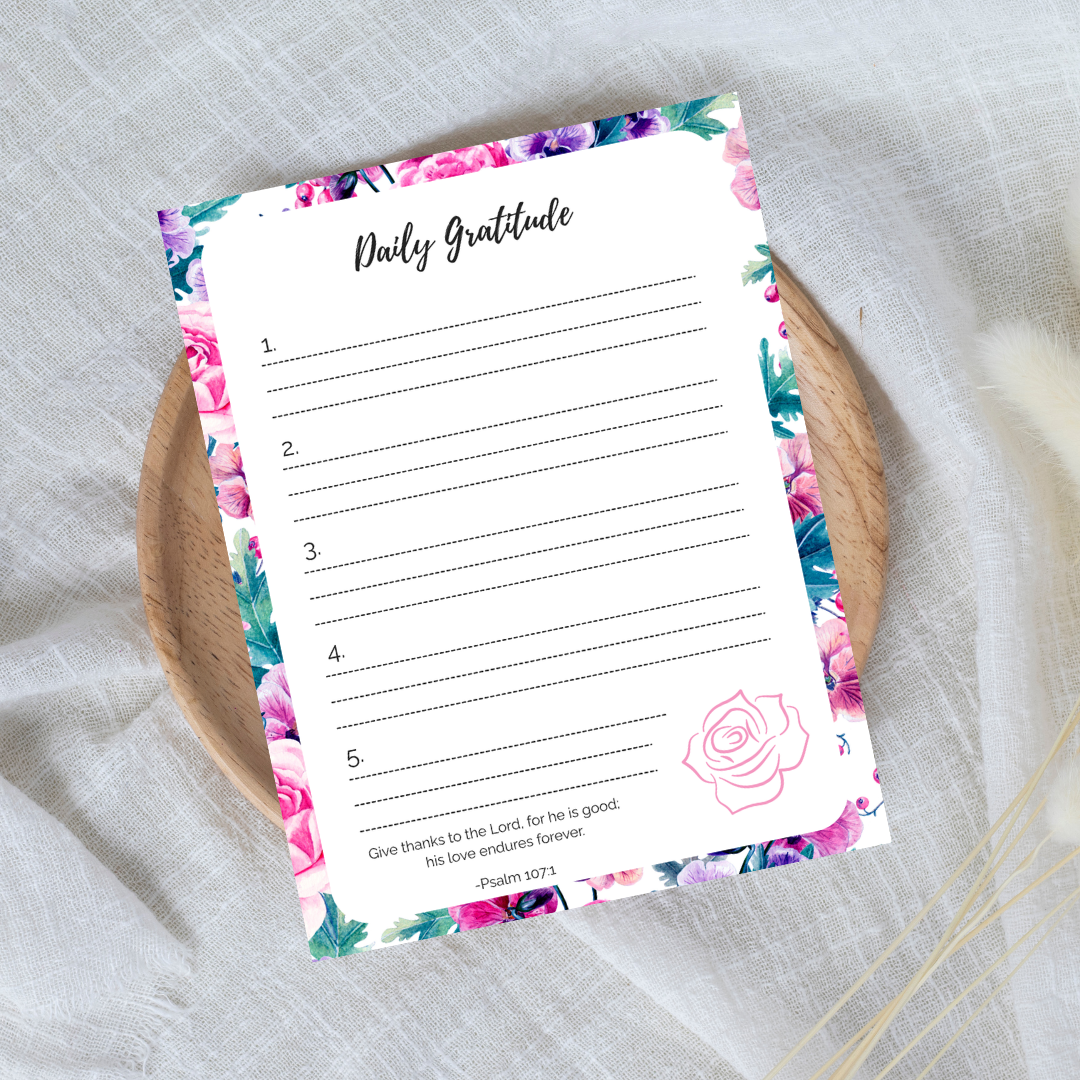 gratitude notepad on textured background