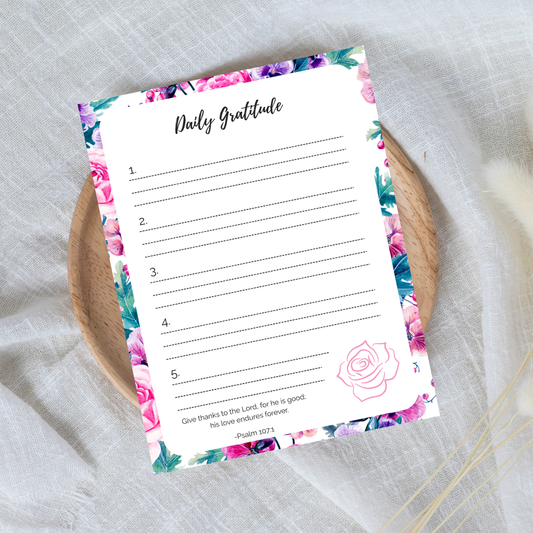 gratitude notepad on textured background