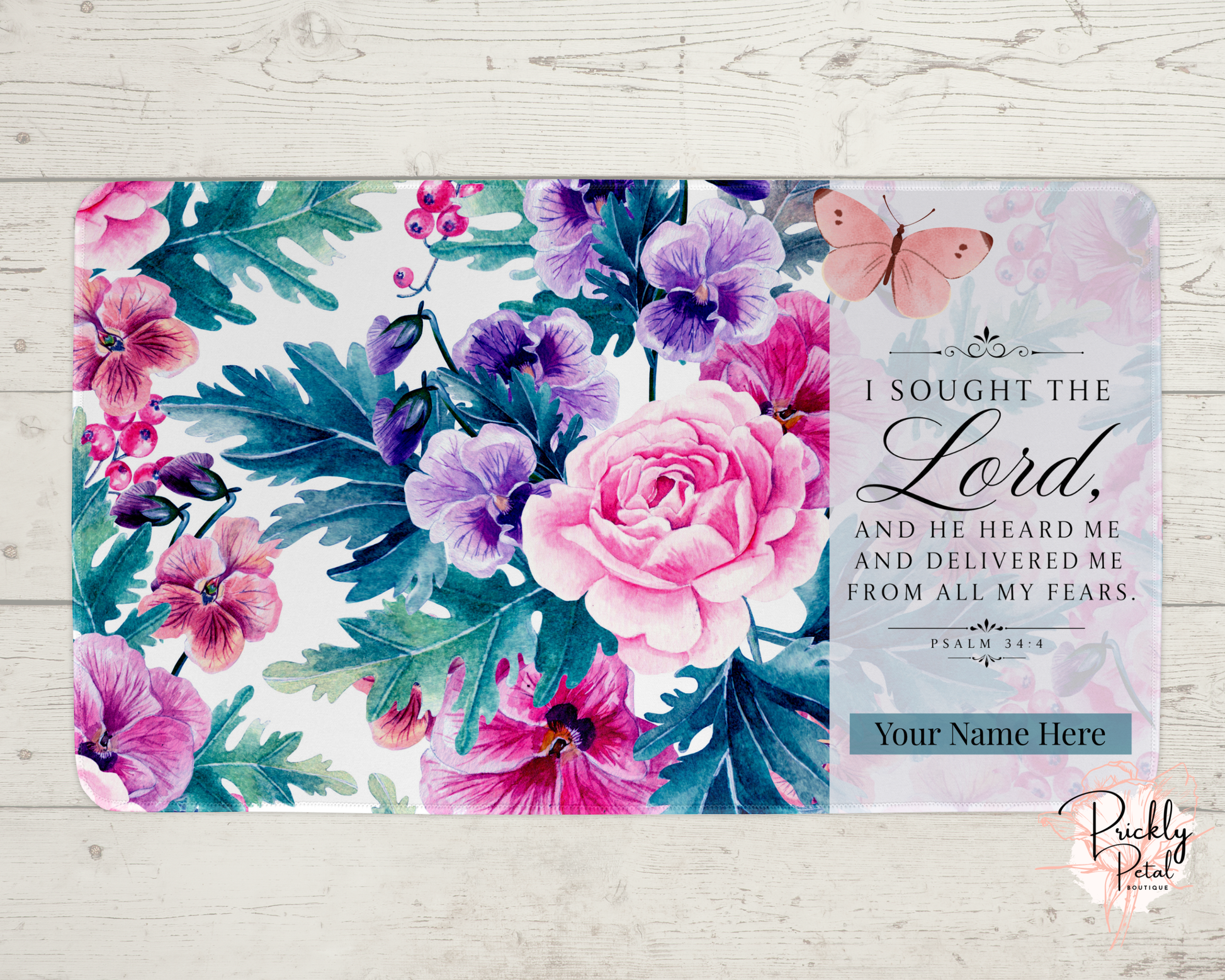 I Sought the Lord and He Heard Me 14x24 desk mat | Psalm 34:4