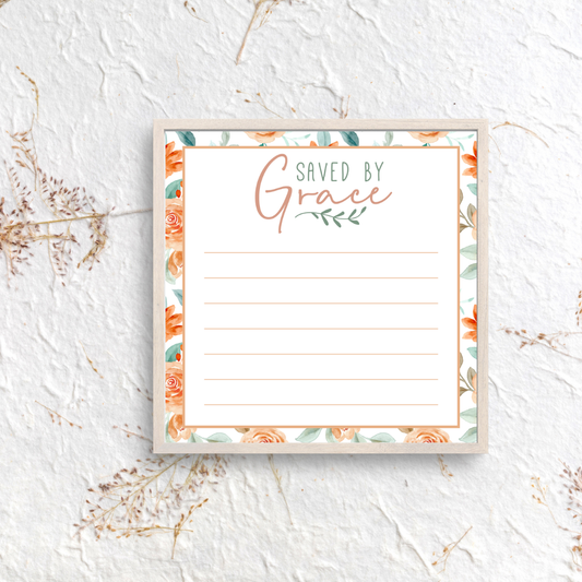 Saved By Grace | Faith-Inspired Floral Notepad – 25 Pages