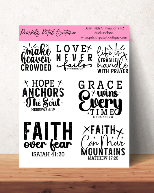Daily Faith Affirmations #2 Christian Sticker Sheet | 8x10 Glossy Scripture Stickers | Bible Verse Stickers | Faith Over Fear | Christian Gift for Women | Planner Stickers
