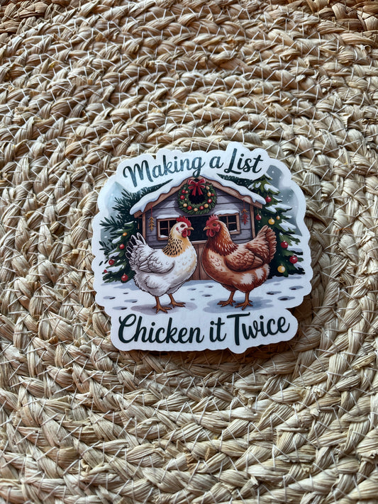 Making a List, Chicken it Twice Vinyl Sticker Set, 3"x4"