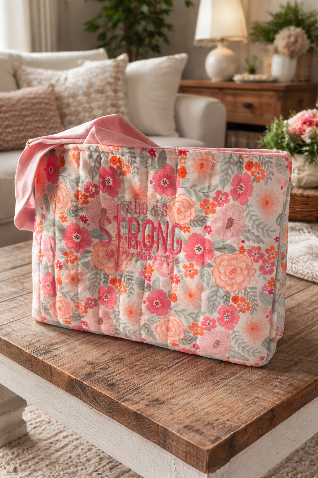 floral bible sleeve on wood table