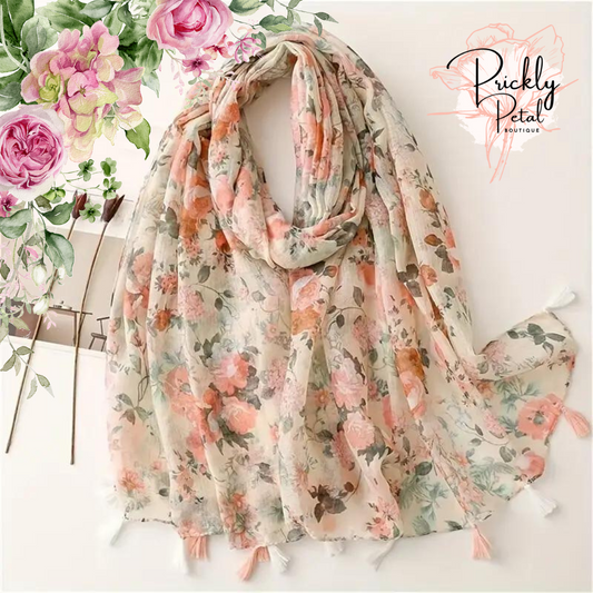 Pink Delicate Floral Scarf